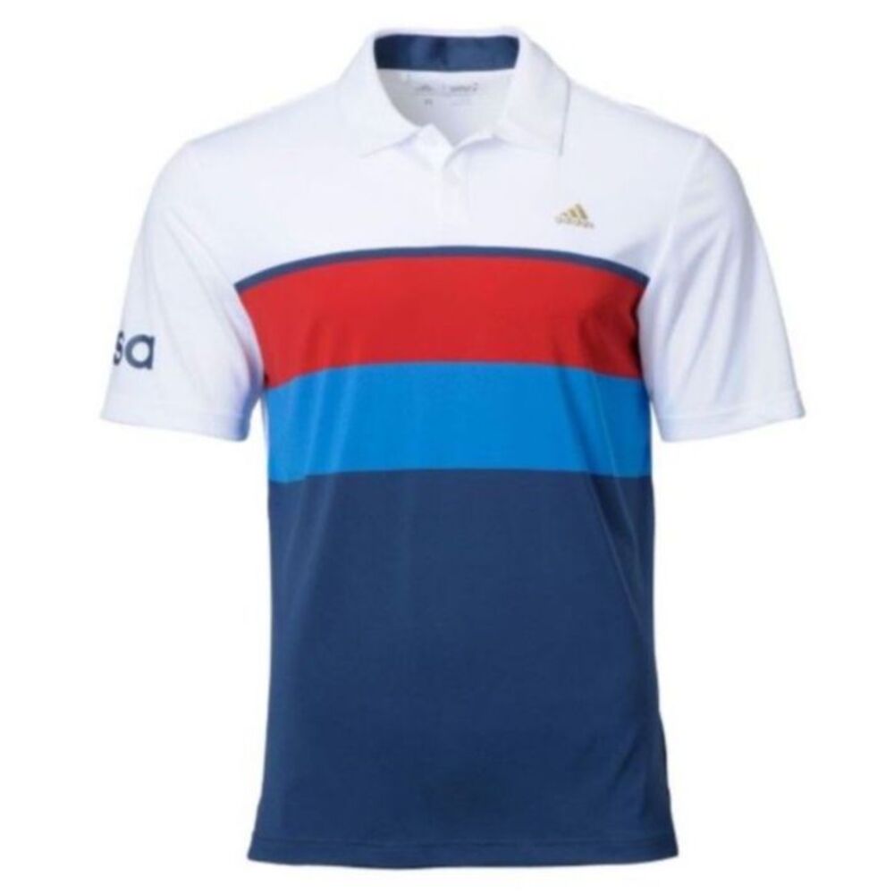 Adidas Men's NWOT Olympic USA Golf Red White Blue Performance Golf Polo Size XL
